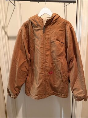 Dickies Tan Hooded Work Jacket with Sherpa Lining